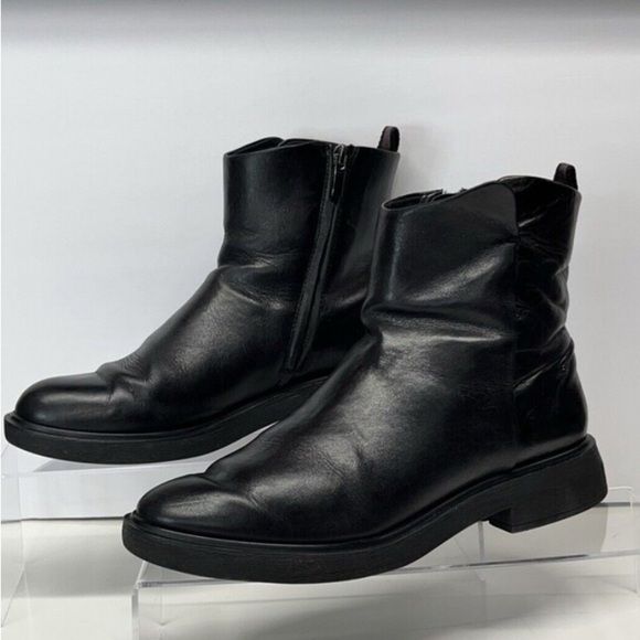 Franco Sarto Bealy Womens Leather Almond Toe Ankle Boots Black 10M - Picture 1 of 10